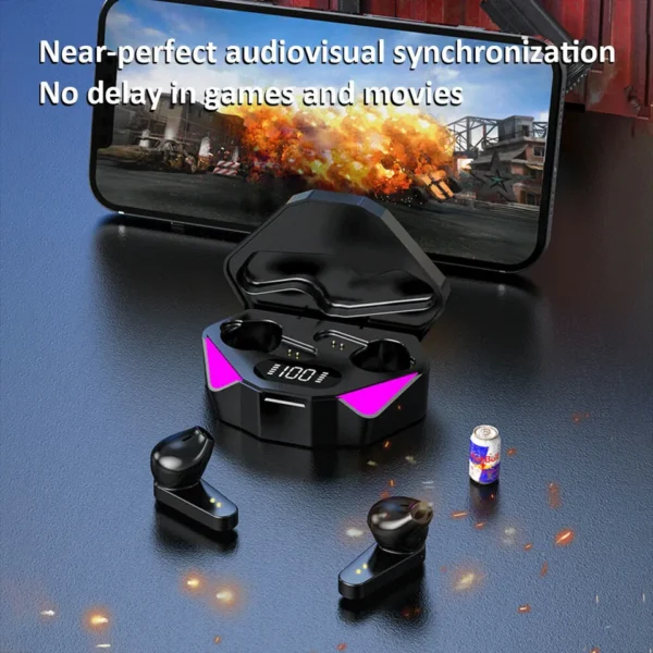tws a18 gaming headset earbuds bluetooth for iphone samsung android wireless earphones for men and women | led-light game stereo earbuds - Image 11