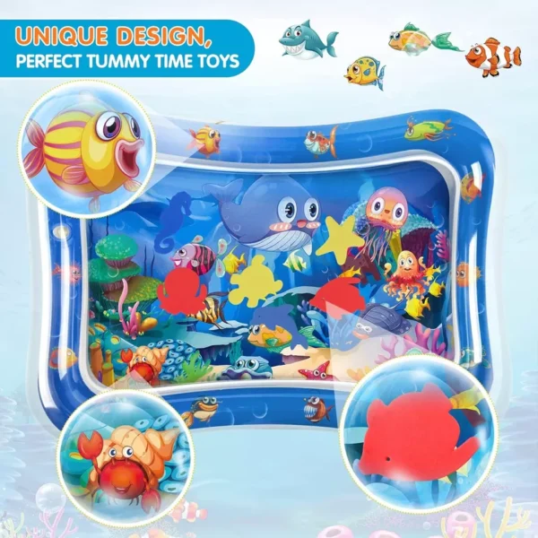 water play mat for infants, toddlers | inflatable tummy time mat - 60x50x8 cm (random color) - Image 7