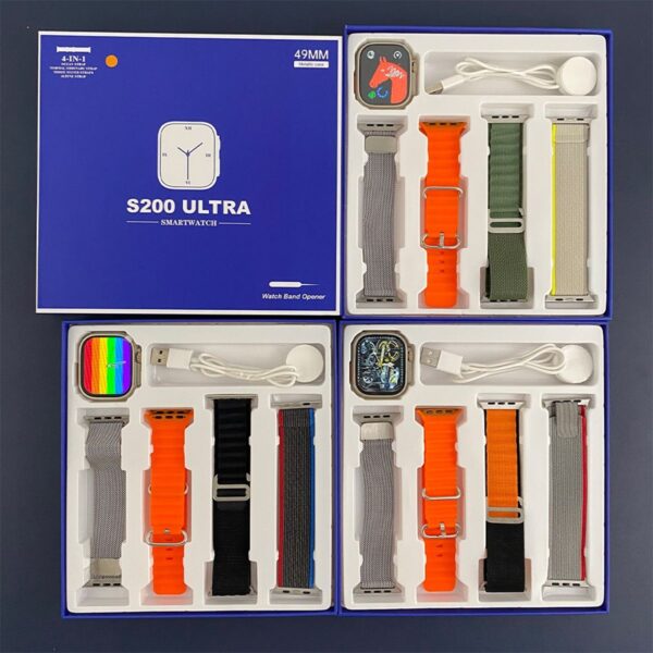 s200 ultra smart watch with 4 straps (random color)