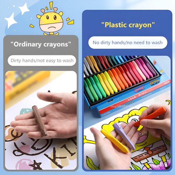 children pack of 12 plastic crayons, 12 vibrant crayons colors, caryon pencils - Image 7
