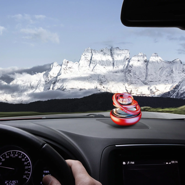 solar car air freshener rotating double-ring for car dashboard, aesthetic car decor | best quality ( random color ) - Image 7