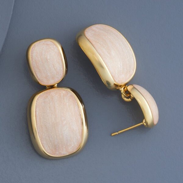 imported elegant dual-tone rectangular drop earrings - statement jewelry