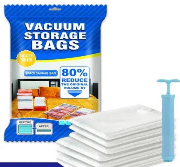 vacuum storage bag 5 bags 1 manual pump inside of packet - Image 3