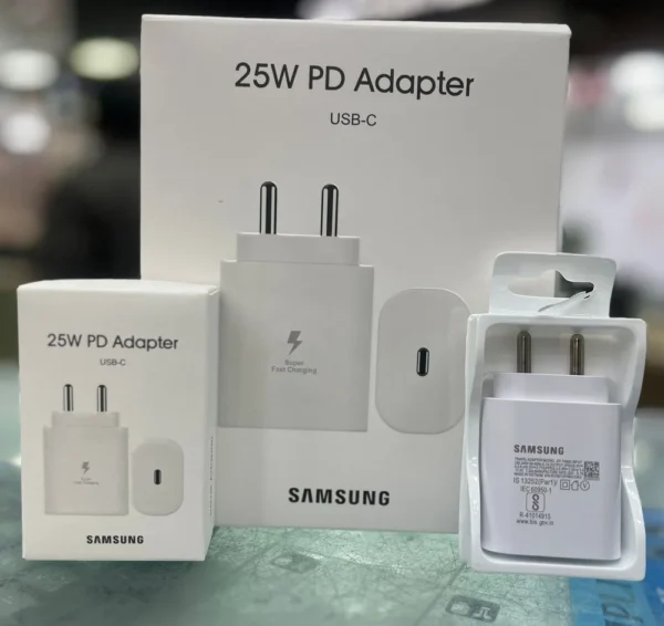 samsung 25w charger | super fast charging | usb type c fast charger with box (random color) - Image 2