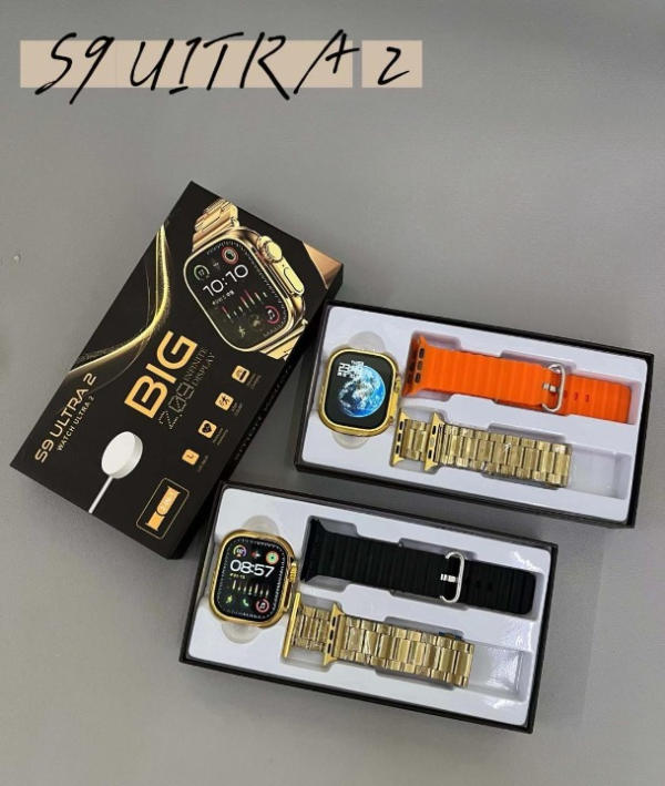 s9 ultra 2 smart watch big 2.09 infinity display wireless charging bluetooth calling double strap