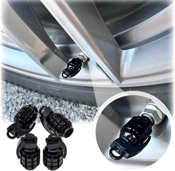 pack of 2 - grenade tyre air valve nozzle caps for car and bikes (golden) - Image 15
