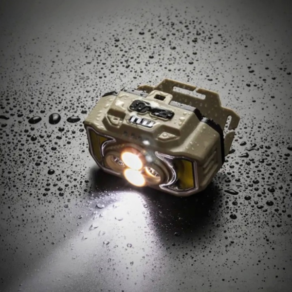 usb rechargeable led miner's headband flashlight lighted with sensor camping work light hx-815s / g75-040b5 - Image 3