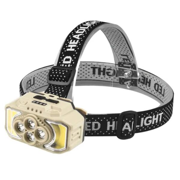 usb rechargeable led miner's headband flashlight lighted with sensor camping work light hx-815s / g75-040b5 - Image 6